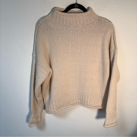 She + Sky Womens Cozy Cream Cotton Sweater Medium - Picture 4 of 11